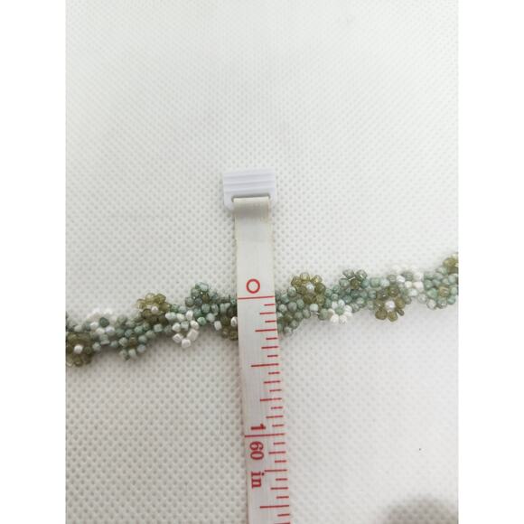 BEADED CHOKER Y2K, FLOWER NECKLACE 14.5 - Picture 6 of 6